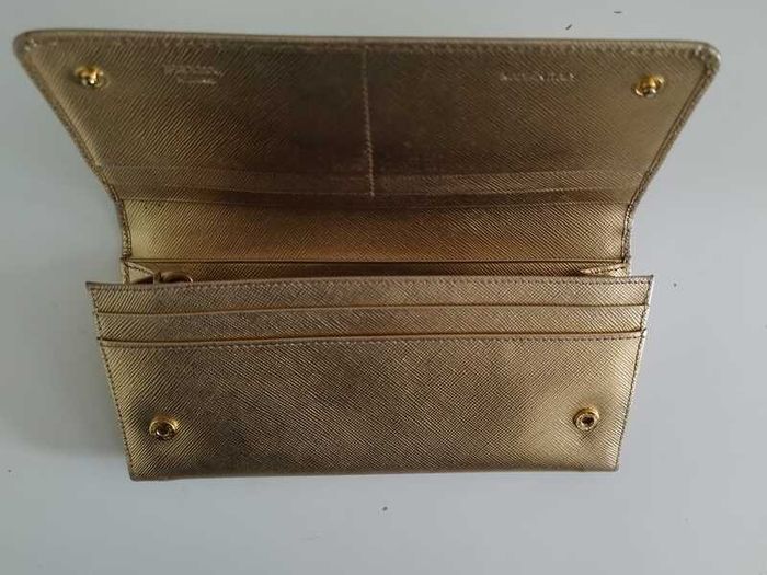 Authentic Prada Milano Golden Saffiano Leather Long Wallet