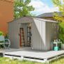Garden Storage Shed, Metal Outdoor Storage Shed House with Foundation Kit, Ventilation, Doors, 9 x 6FT, Grey Image 9