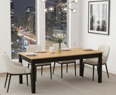 WotanExtend Black Oak Dining Table up to1 40CM