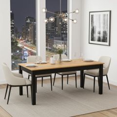 WotanExtend Black Oak Dining Table up to1 40CM