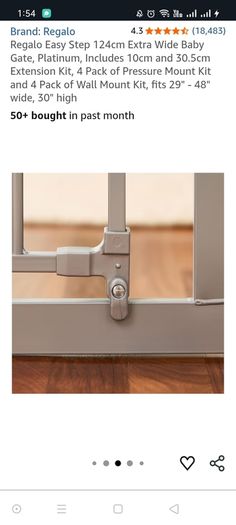 Easy Step 124cm Extra Wide Baby Gate, Platinum, Includes 10cm and 30.5cm Extension Kit, 4 Pack of Pressure Mount Kit and 4 Pack of Wall Mount Kit, fits 29" - 48 wide, 30 high