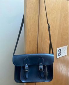 Zatchels dark blue leather satchel