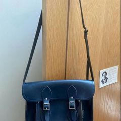 Zatchels dark blue leather satchel
