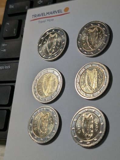 Date run of 2 Euro Irish Coins