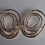 Gold Organic Abstract Concentric Oval Textured Hoop Earrings Image 9