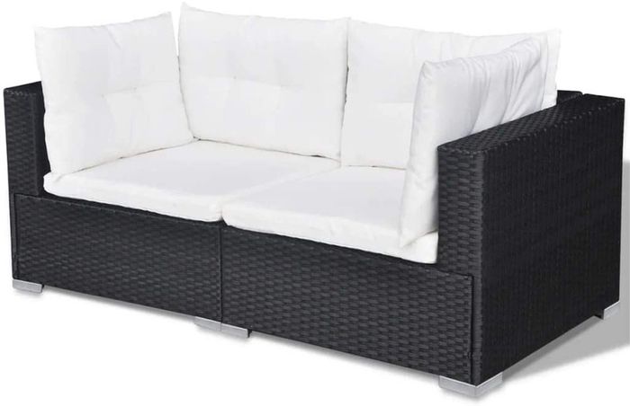 32-Piece Set Poly Rattan Sofa Lounge Set Garden Furniture, black