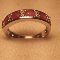 Natural Ruby & Zircon Band Ring