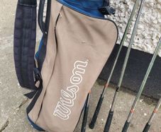 golf clubs old but in great condition. With bag tees and a couple of old balls