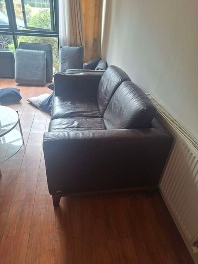 2 seater leather brown couch