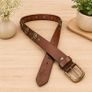 Unisex Genuine Leather Studded Belt Vintage Brown Leather Belt with Antique Brass Rivets & Buckle Image 10