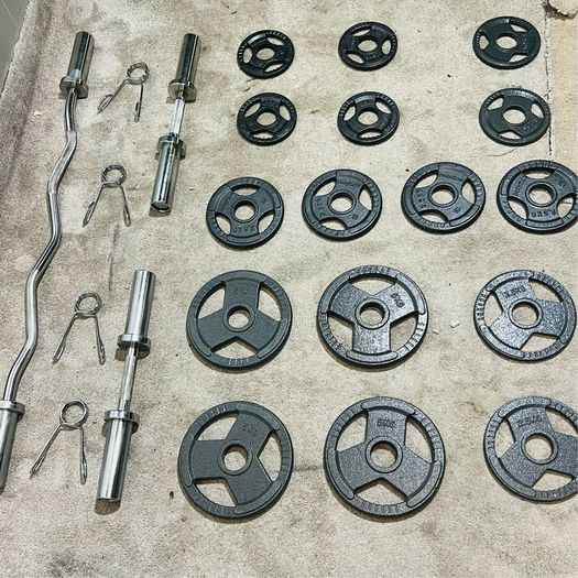 Olympic Weights Dumbbells Curl Bar Set