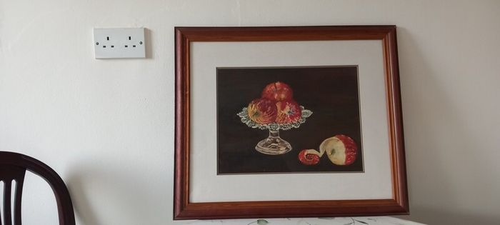 Original Oil Painting Silver Dish & Apples by Colette Mulligan
