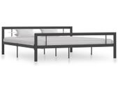 Bed Frame Grey and White Metal 180x200 cm