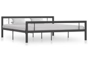 Bed Frame Grey and White Metal 180x200 cm