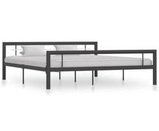 Bed Frame Grey and White Metal 180x200 cm