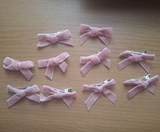 10 pink velvety hair ribbons