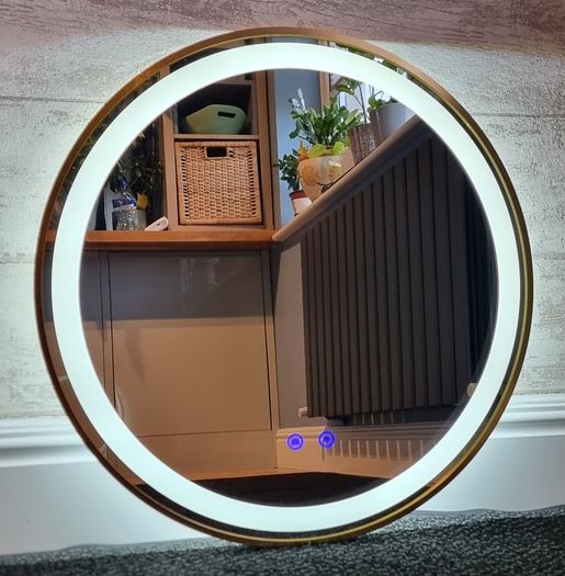 LED Bathroom Mirror Gold Frame Fog Free
