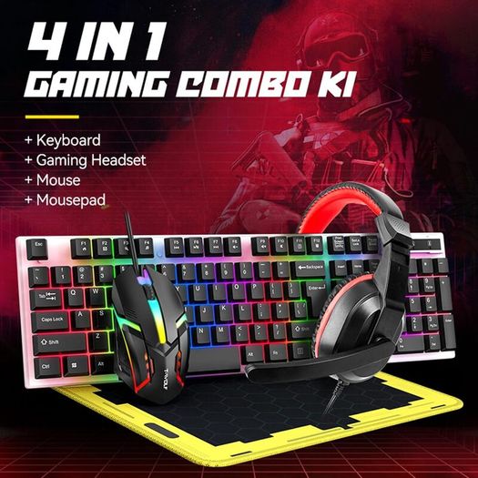 Gaming Keyboard and Mouse Combo With Headset, Mouse Pad, Colorful Backlit, High Movement Speed, 1000 Gaming Headset With Mic