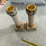 Vintage Pair of candlesticks shabby chic, resin pillar with roses Image 6