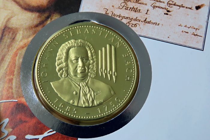 Johann Sebastian Bach music composer vintage coin cover 250 years