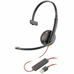 Plantronics Blackwire C3210 Monoaural Mono Computer Headset - Wired, USB-A, Noise-Canceling, Volume Control - Mac and Windows Compatible - 209744-101