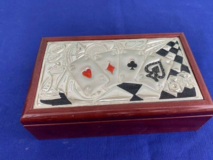 Italian Mid Century Modern Jatoba and Silver Plated Cigarette Box