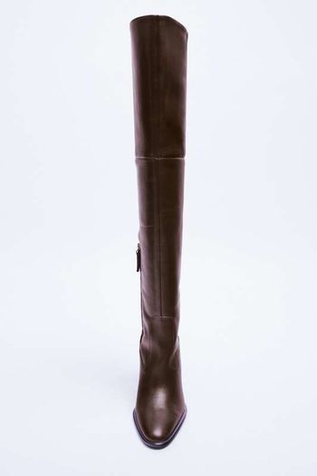 Zara Leather Over The Knee Boots