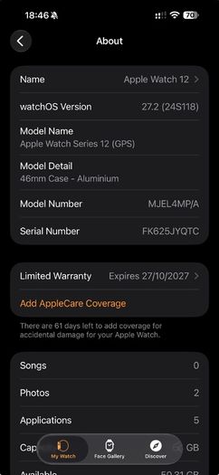 Apple Watch Series 12 46mm Black GPS New Open Box EU Stock