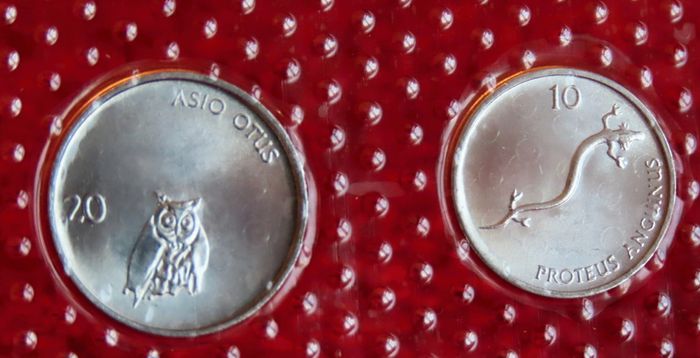 Slovenia Coins Banknote Stamp set vintage currency collectors