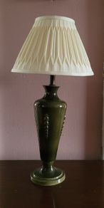 Vintage olive green glazed table lamp