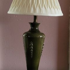 Vintage olive green glazed table lamp