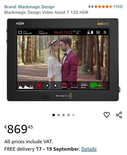 Blackmagic design Video Assist 7" 12G HDR