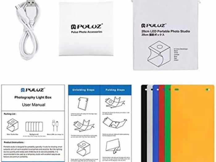Portable Studio,Foldable Light Box for Photography with LED Light Mini Booth Shooting Tent kit Equipped with 6 Colors Background Cloths Built in Light