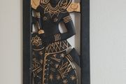 Asian wooden wall sculpture, Thai art decor, hand-carved hanging sculpture.