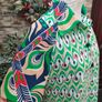 Vintage 60s 70s green Peacock print Shirt dress small medium Image 4