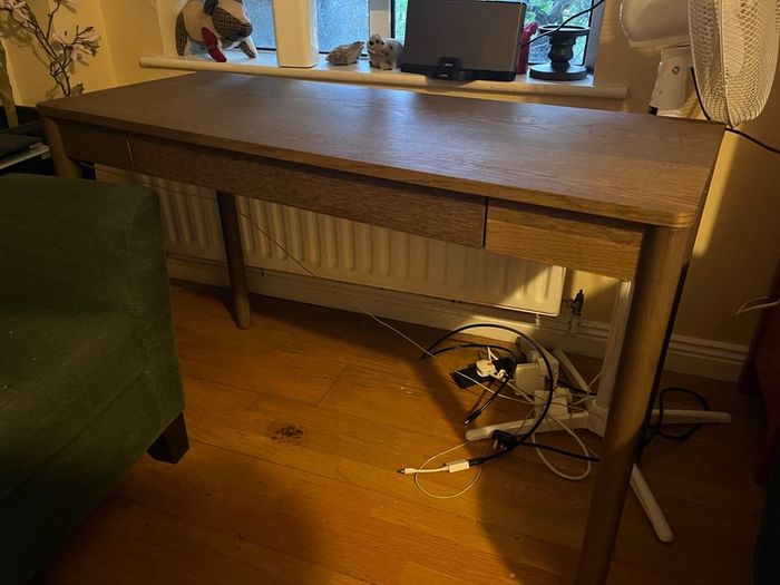 IKEA Tonstad dark oak veneer desk with drawer