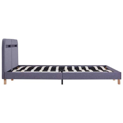 Bed Frame with LED Light Grey Fabric 180x200 cm 6FT Super King