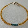 925 Sterling Silver Beaded Bracelet with Orange and Blue Stones Image 7