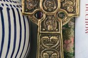 Vintage Brass Celtic Cross Wall Hanging  Irish Religious Decor, High Cross Plaque