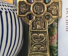 Vintage Brass Celtic Cross Wall Hanging  Irish Religious Decor, High Cross Plaque