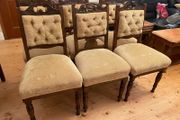 Vintage Solid Wood Upholstered Dining Chairs Set of 6