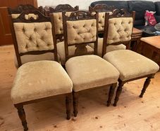Vintage Solid Wood Upholstered Dining Chairs Set of 6