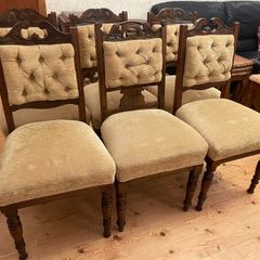 Vintage Solid Wood Upholstered Dining Chairs Set of 6