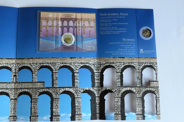 Spain 2016 2 euro coincard - Segovia Aqueduct - Sealed with Stamps
