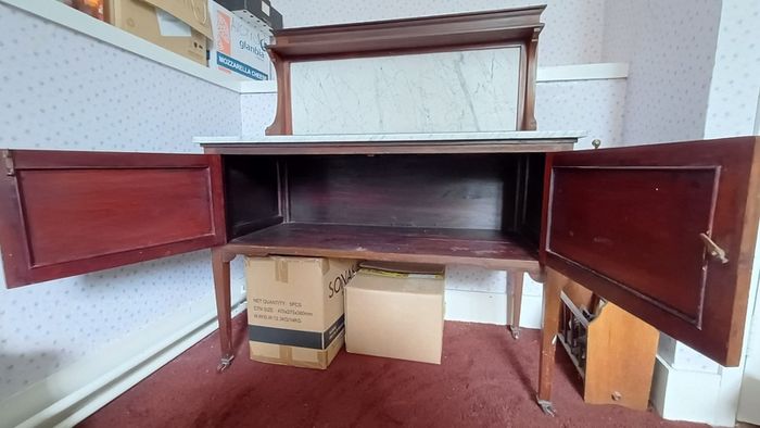 Antique mahogany wash stand with marble top