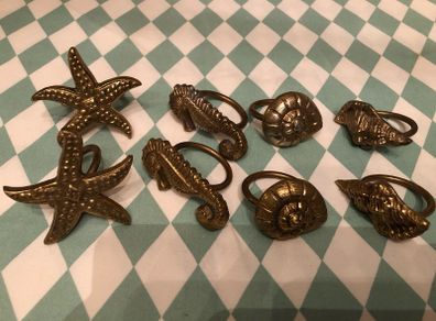 Vintage Brass Napkin Rings x 8