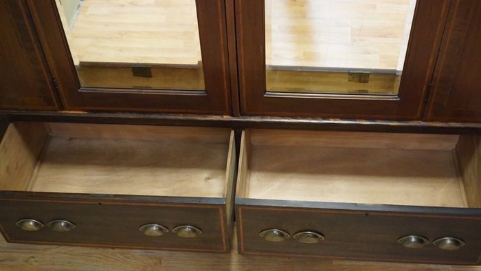 Edwardian Inlaid Mahogany Double Wardrobe