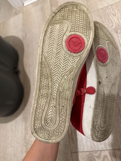 Armani red leather high tops size UK 5
