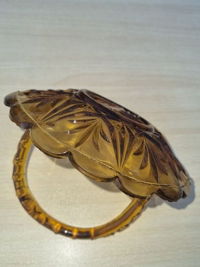 Art deco amber glass basket