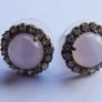Vintage  Sterling Silver 925 Gold Plated Moonstone agate Earrings 2,6g Image 10